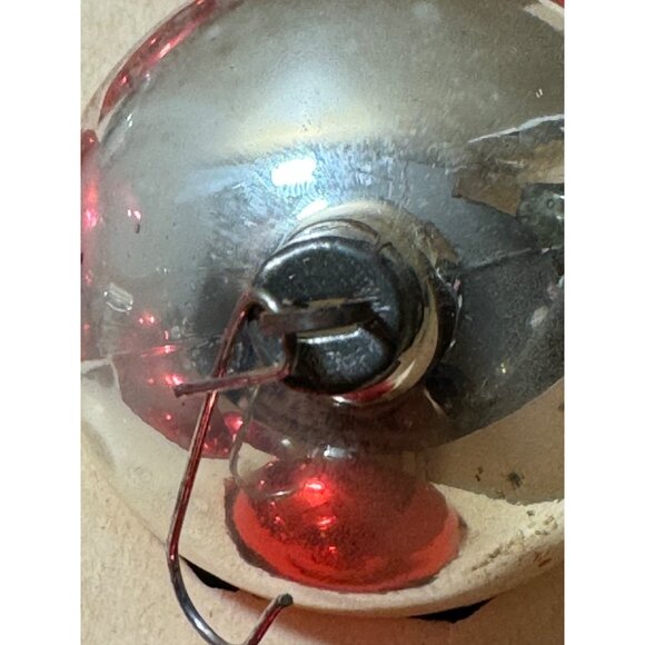 Vintage 1950s Glass Christmas Ornaments Red & Silver Set Of 11 - Picture 8 of 13